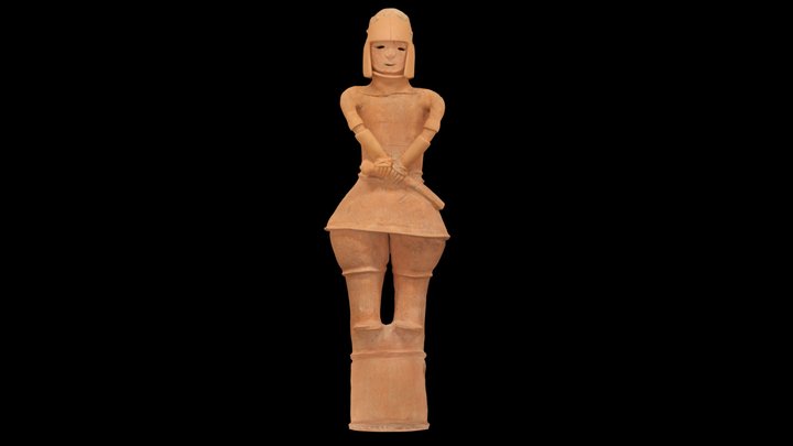 Armed Warrior: Human-shaped Tomb Sculpture 3D Model