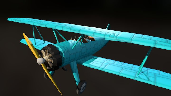 Biplano Azul 3D Model