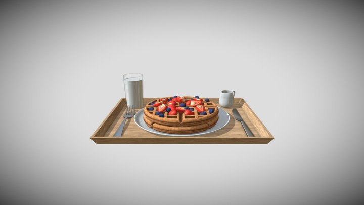 Waffle with Milk 3D Model