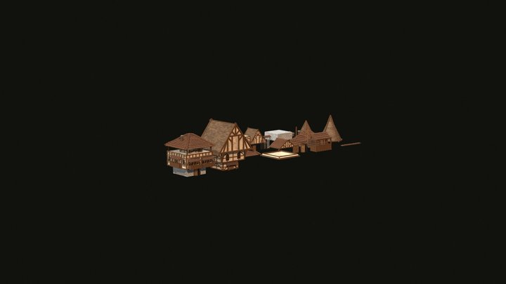 Modular Medieval Houses 3D Model