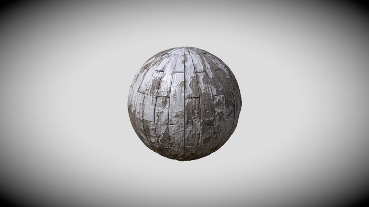 PBR Old Painted Wood Material 3D Model