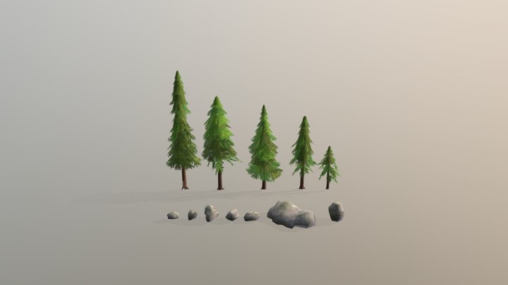 Tree+ Stone 3D Model