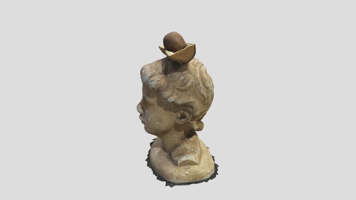 Statue with wood and ball 3D Model