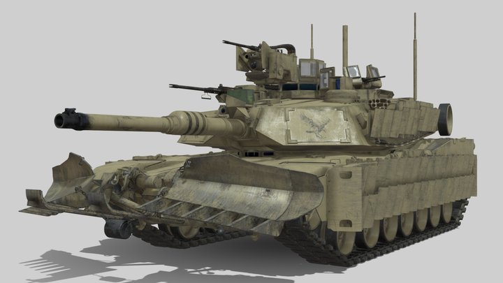 Tank M1A2 SEP2 With MineTrawl 3D Model 3D Model