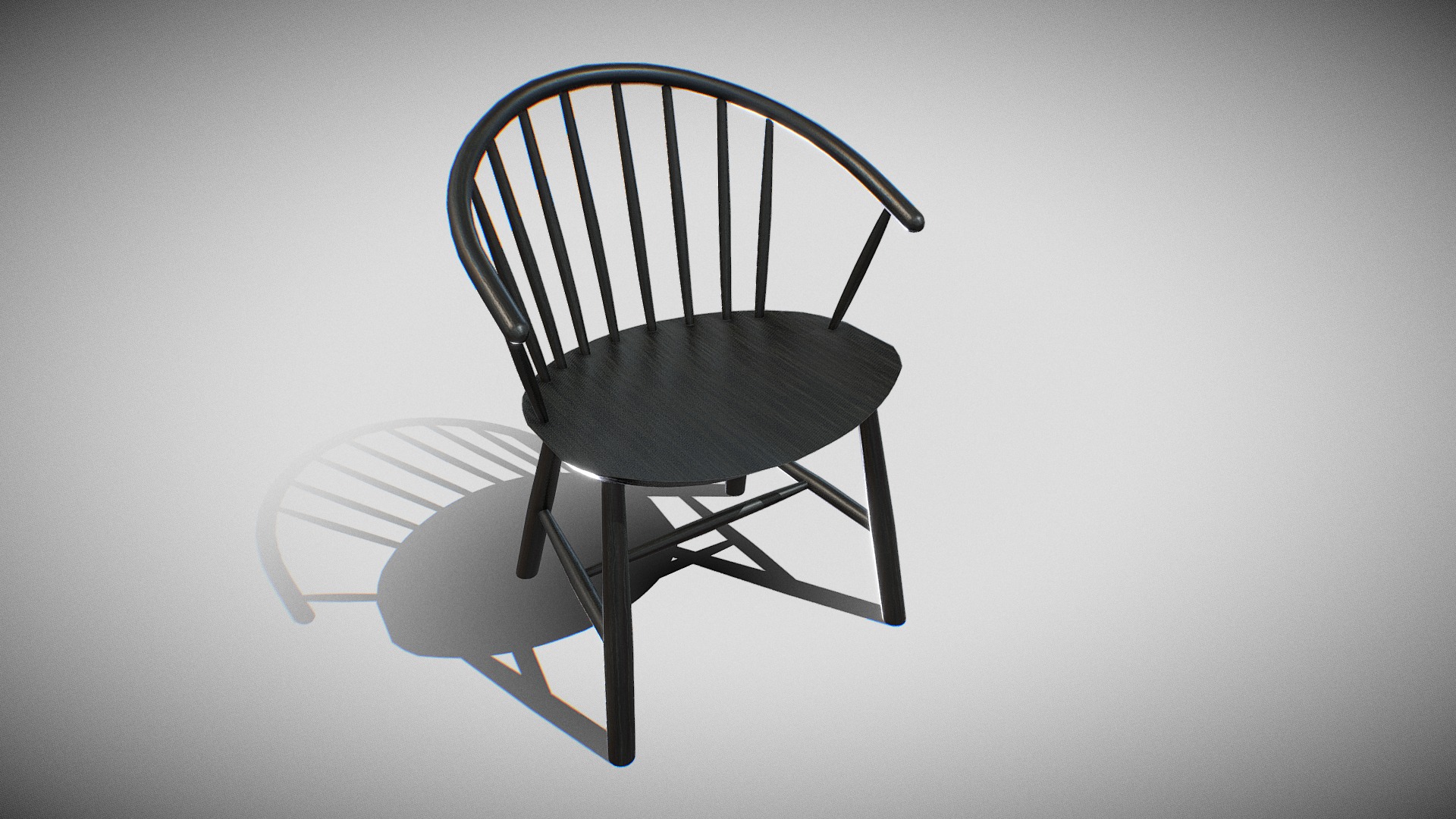 3D model Johansson J64 Chair-Black Lacquered wood - This is a 3D model of the Johansson J64 Chair-Black Lacquered wood. The 3D model is about a chair on a white background.
