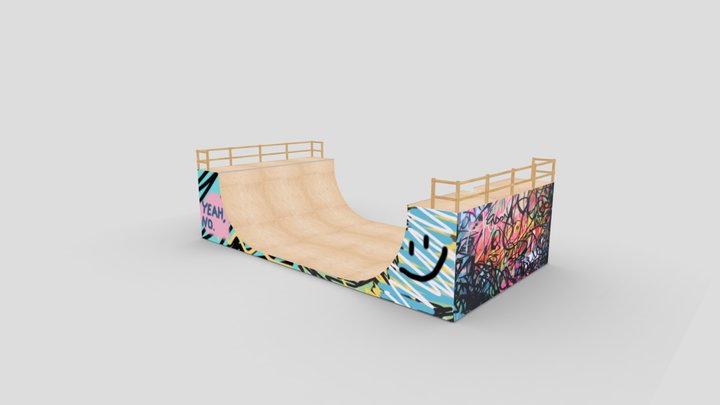 Textured Skateboard Ramp 3D Model