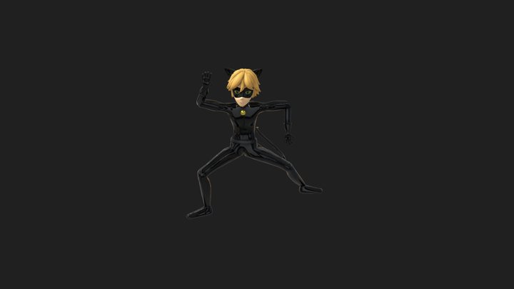 3D model Cat Noir Animated Rigged from Miraculous Ladybug VR / AR /  low-poly