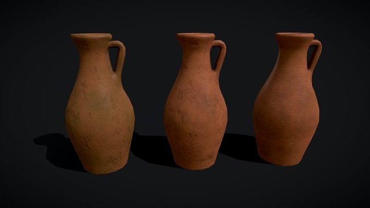 Ancient Clay Jug Pack 3D Model