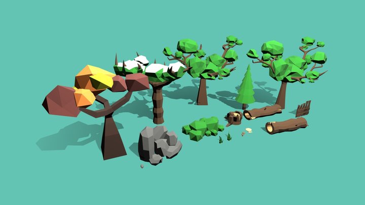 low poly environment assets 3D Model