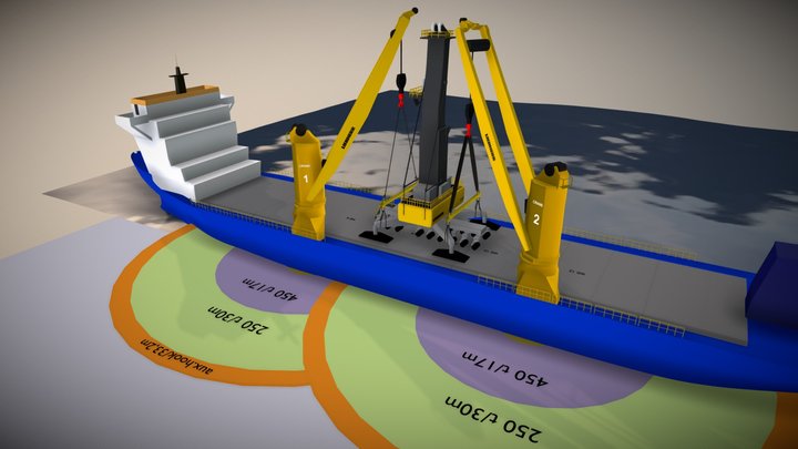 Discharging of shore crane LHM 550 of 260 mt 3D Model