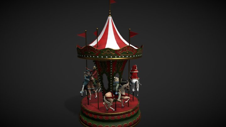 Carousel. Mechanical Toy 3D Model