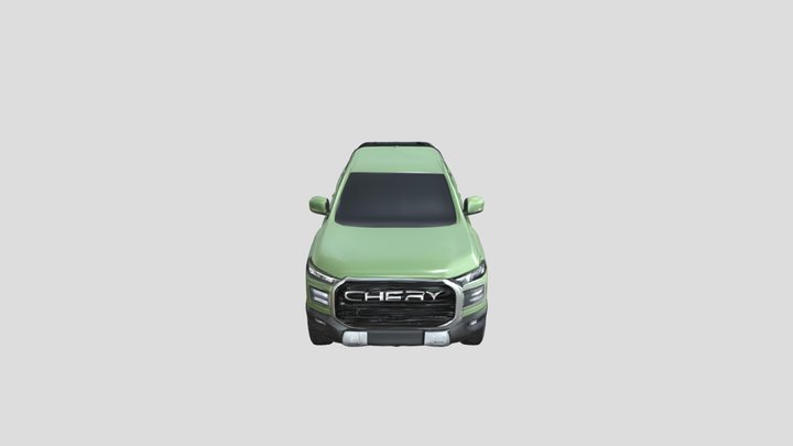 green Chery pickup truck with metallic car pain 3D Model