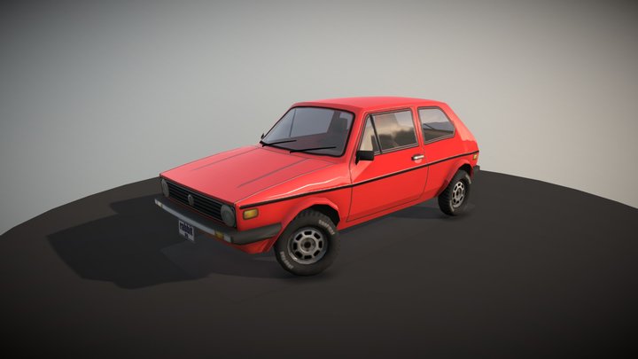 Lowpoly Golf MK1 Rabbit 3D Model