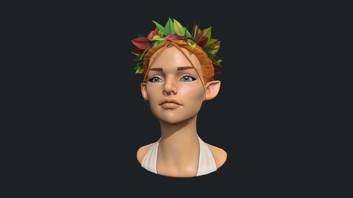 Forest Female Elf Bust 3D Model