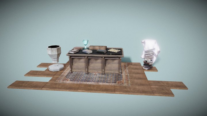Dumbledore's Desk Textured WIP 3D Model