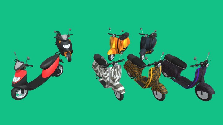 Motorcycle Pack - Scooter Bikes 3D Model