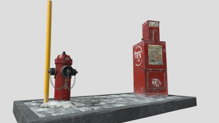 Katie Cold Sidewalk Scene 3D Model