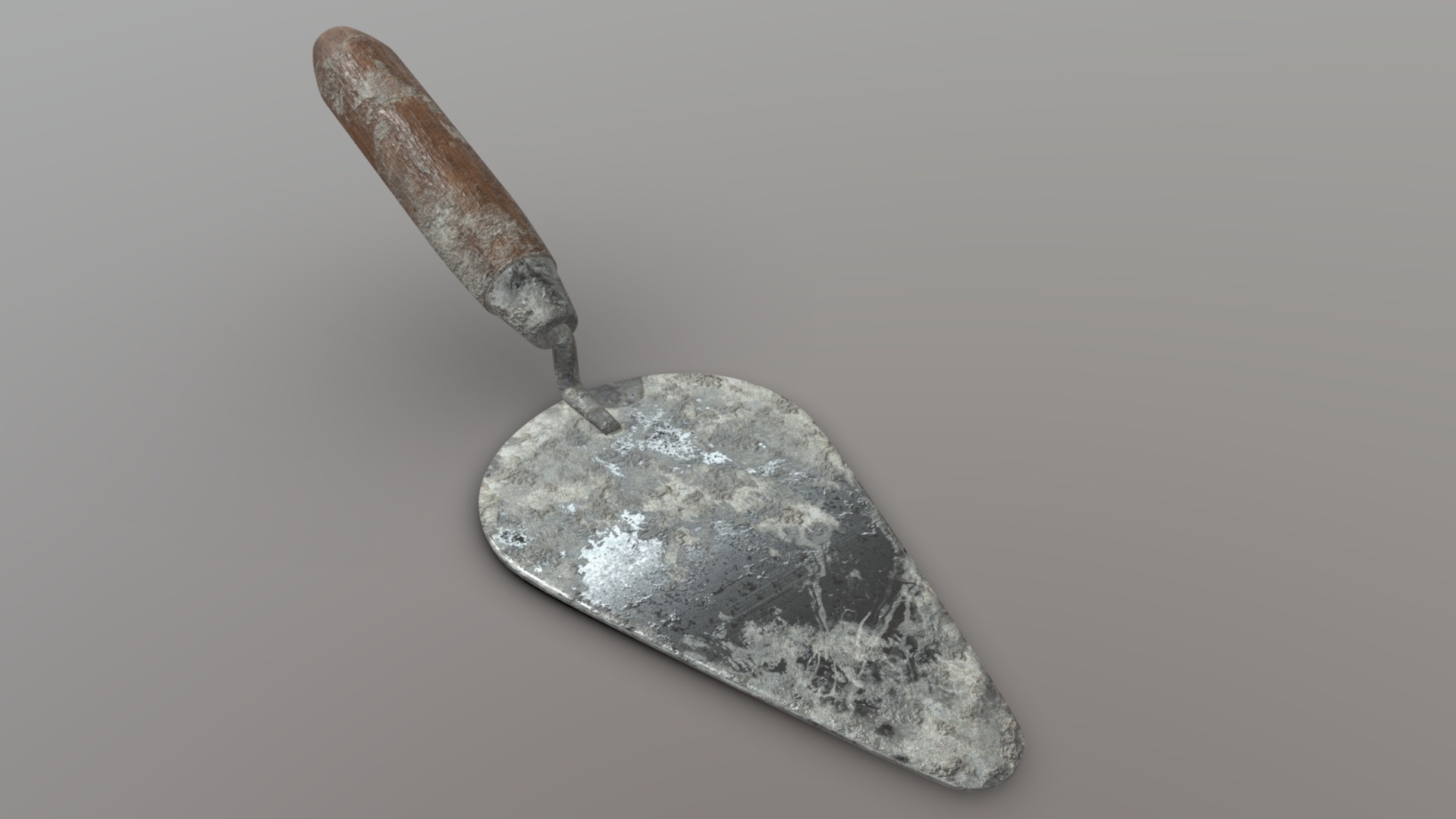 3D model Cement Spatula Dirty - This is a 3D model of the Cement Spatula Dirty. The 3D model is about a silver and brown object.