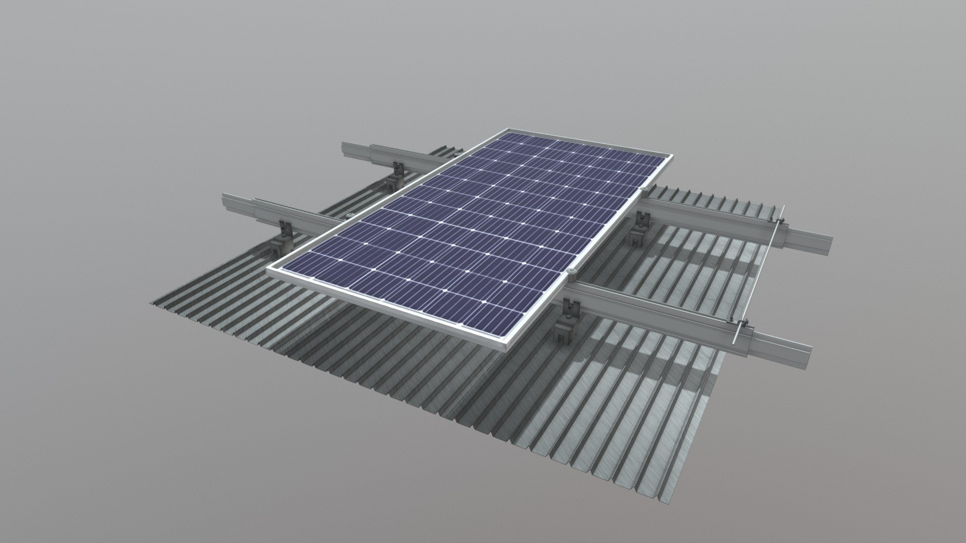 Ironridge pitched roof flush mount racking 3d model by stokear