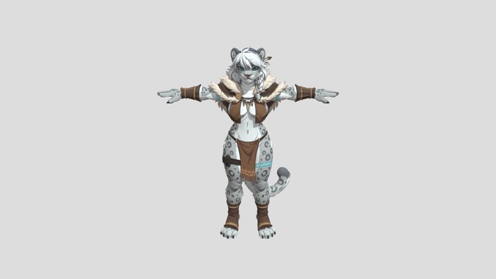 Snow leopard furry girl 3D Model