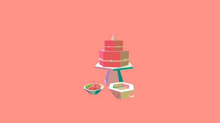Coffee and cake 3D Model