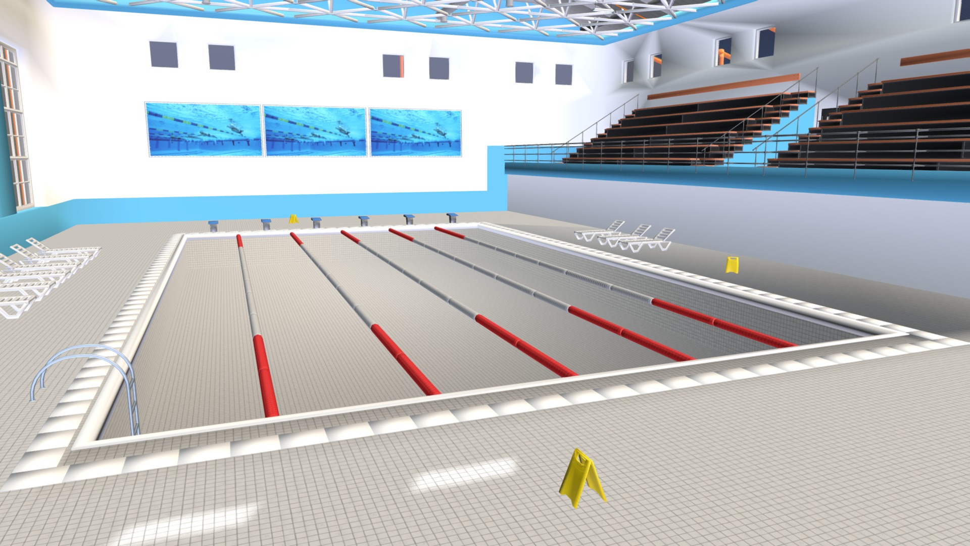 3D model Swimming Pool - This is a 3D model of the Swimming Pool. The 3D model is about a large empty sports arena.