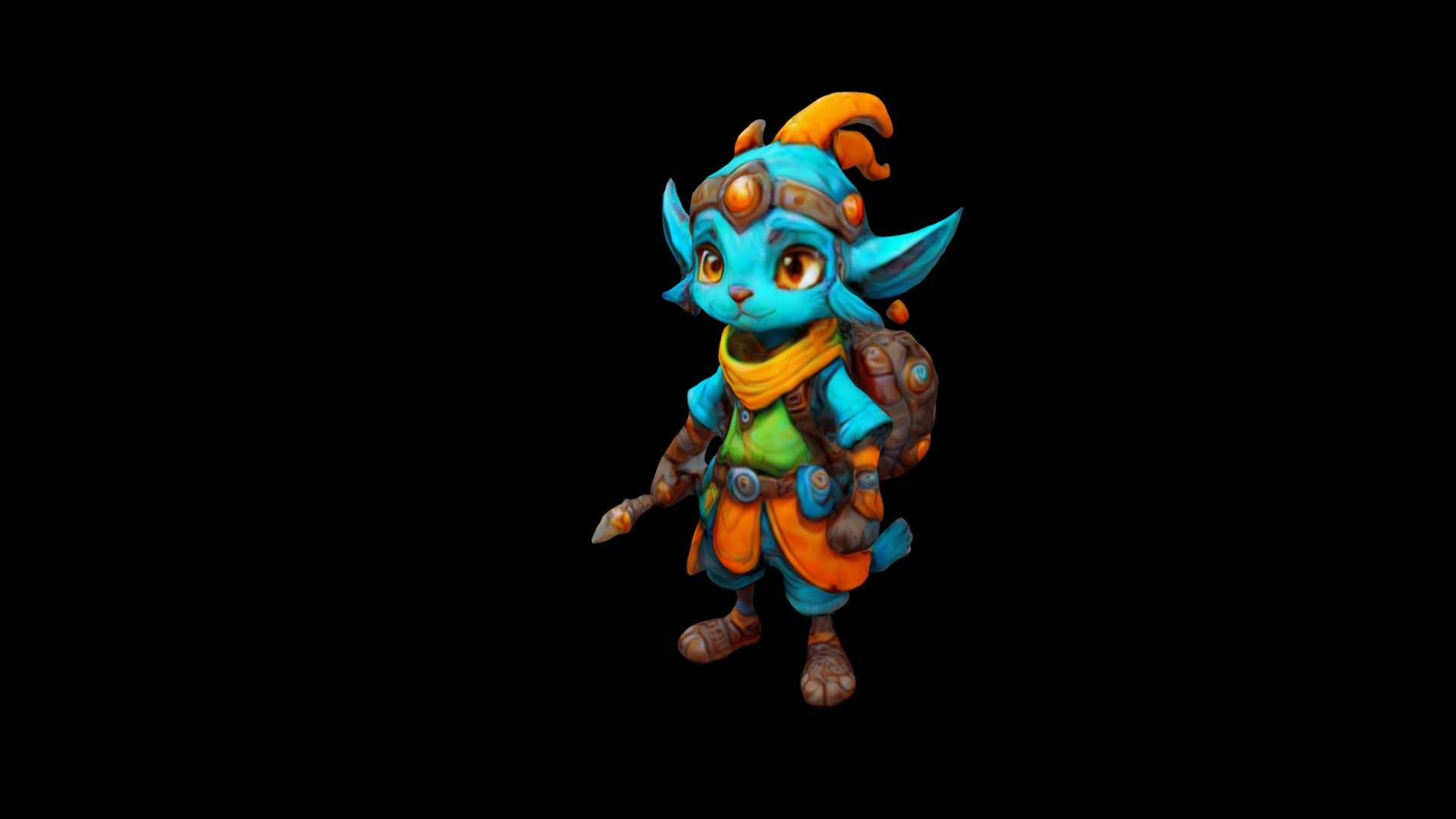 a blue cat dressed as a adventurer the cat is we - Download Free 3D ...