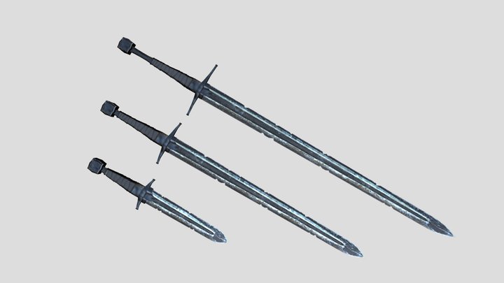 Elegant Gothic Fantasy Swords 3D Model