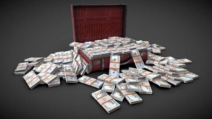 Suitcase with money 3D Model