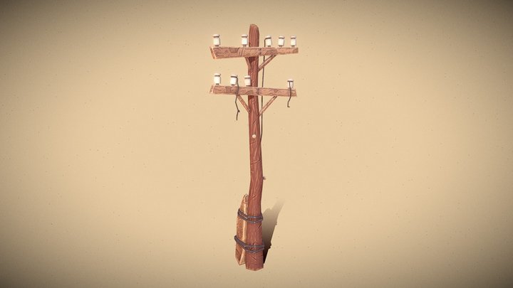 Stylized telegraph pole 3D Model