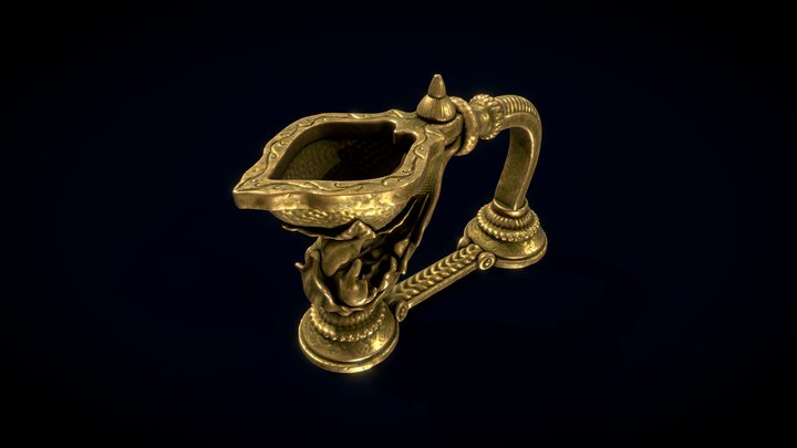 Indian ritual fire lamp (Dipa) 3D Model