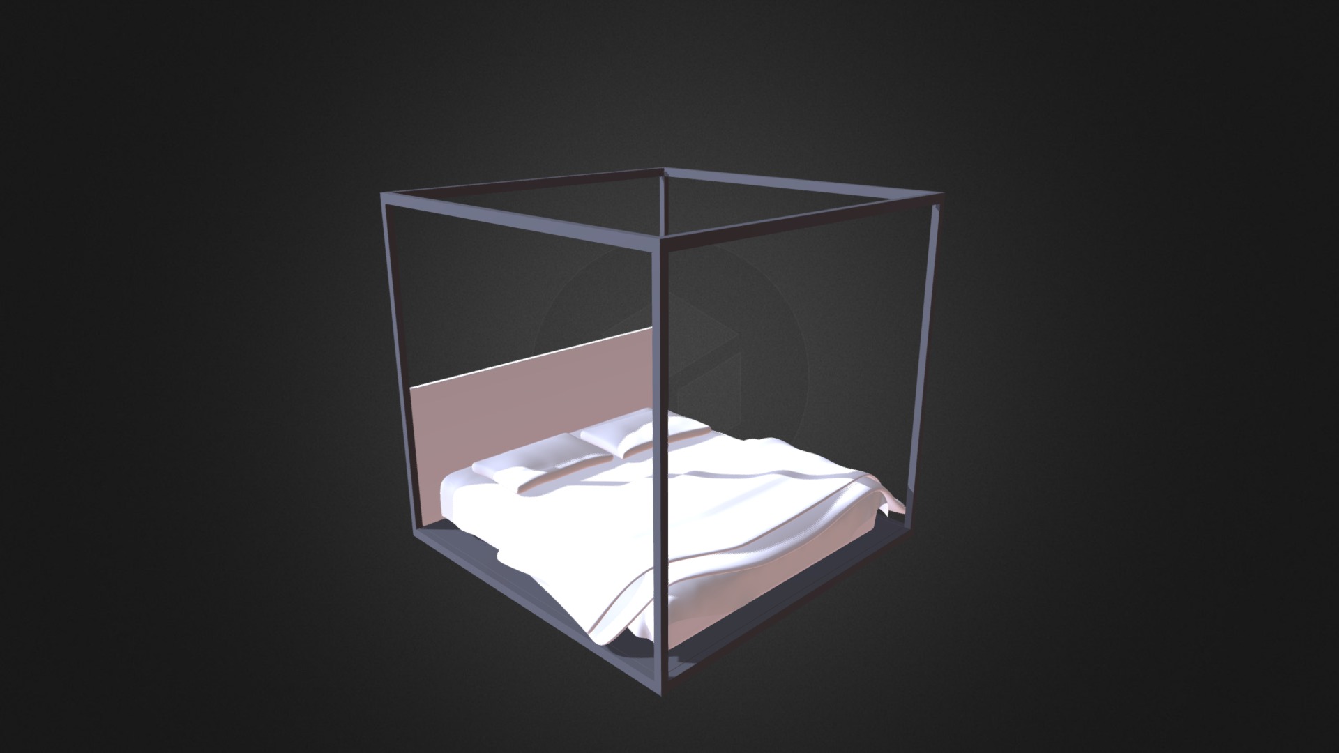 3D model Four-Poster Black Bed - This is a 3D model of the Four-Poster Black Bed. The 3D model is about a white square with a black background.
