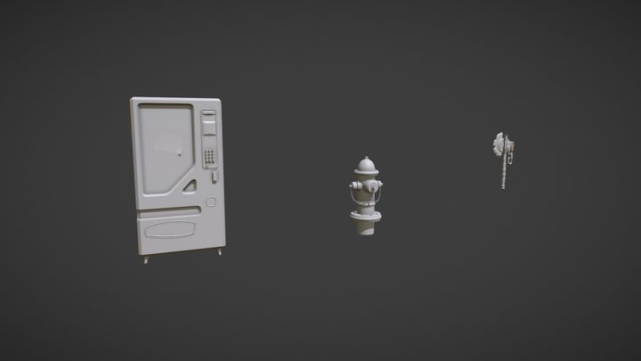 Vending Machine | Hydrant | Axe | Low poly HW 3D Model