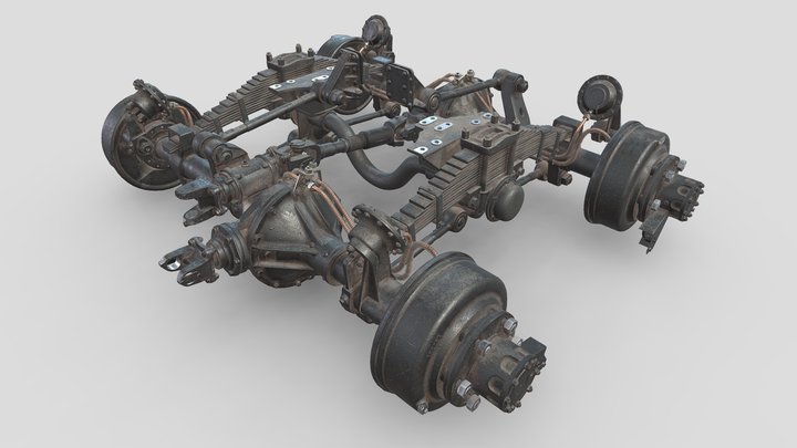 ZIL-157_Rear suspension. 3D Model