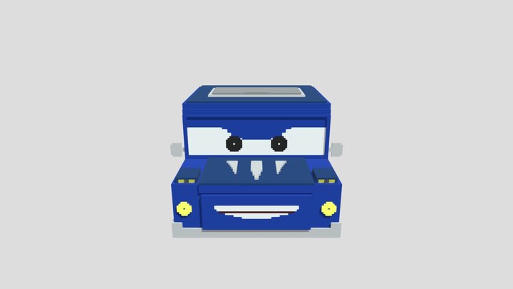 Blue Car - PixelArt 3D 3D Model