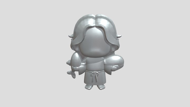 cartoon character with fish and bread 3D Model