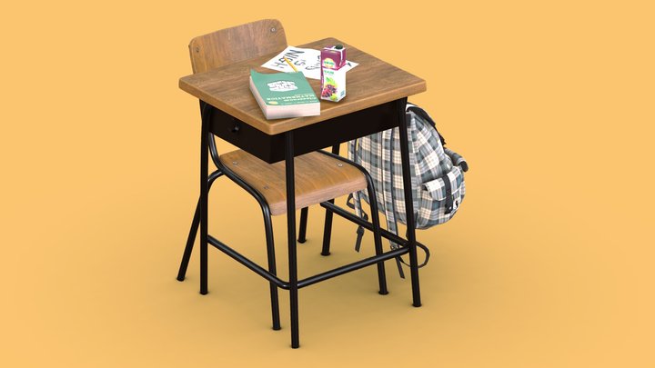 Student Desk 3D Model