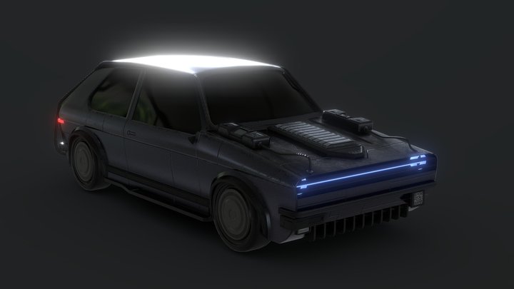 Cyberpunk car - Golfera 77 3D Model