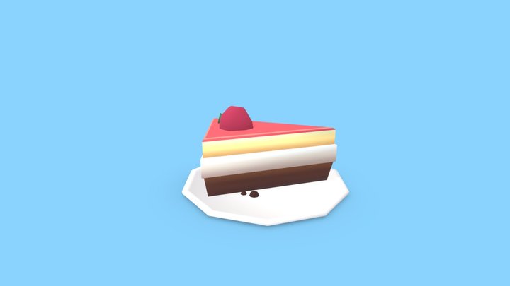 Strawberry Cake Low Poly 3D Model