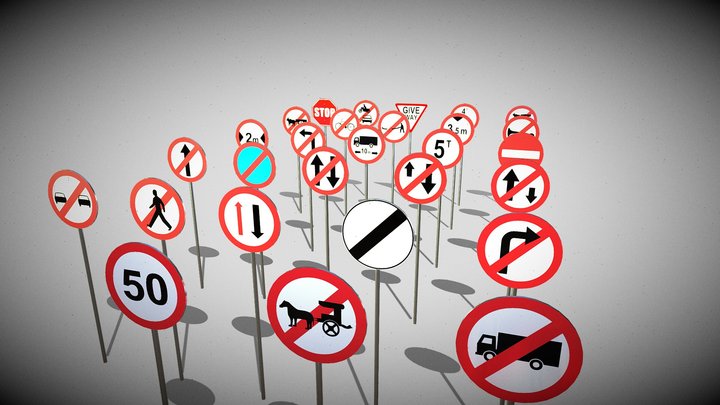 Mandatory Traffic Signs 3D Model