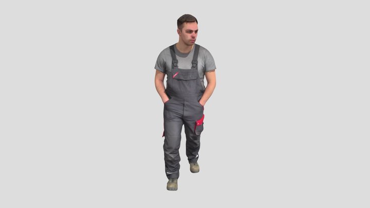 Foreman In Overalls Walking