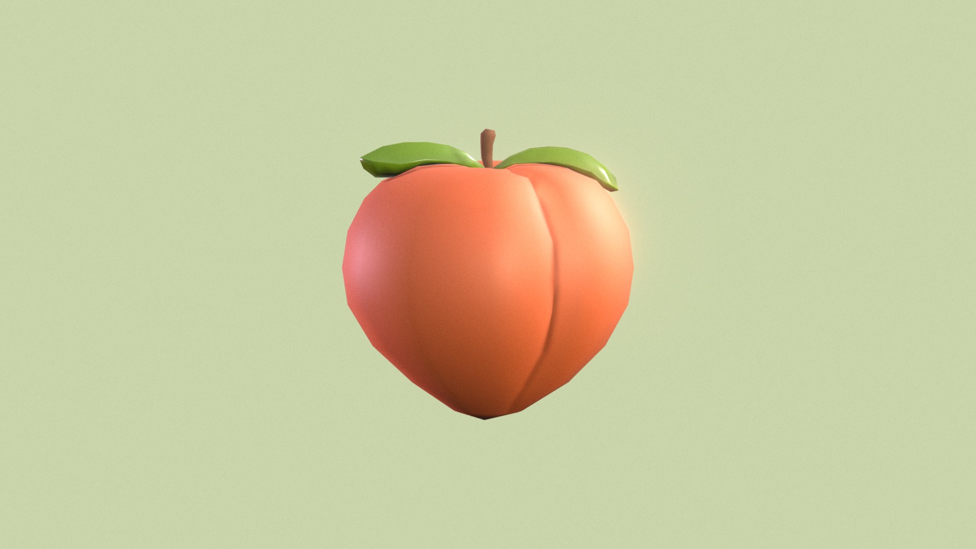 3D model ? Peach emoji (Low poly) - This is a 3D model of the ? Peach emoji (Low poly). The 3D model is about a red apple with a green stem.
