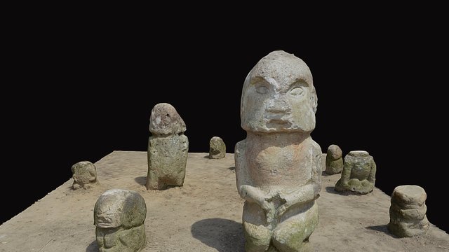 Sumatran stone statues 3D Model