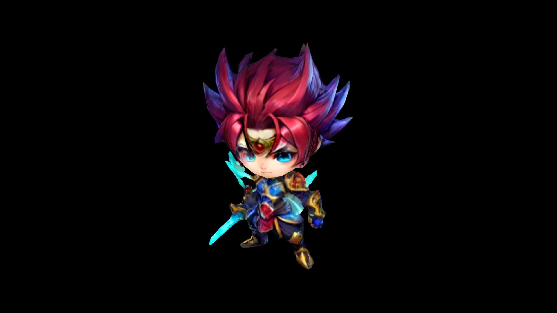 Anime-inspired character with red spiky hair and - Download Free 3D ...