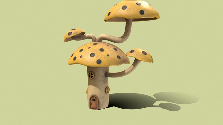 Big Mushroom Houes 3D Model