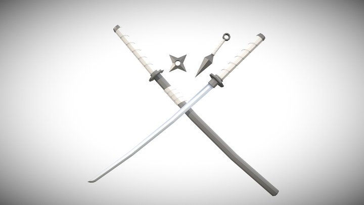 「Low Poly」Ninja Weapons 3D Model