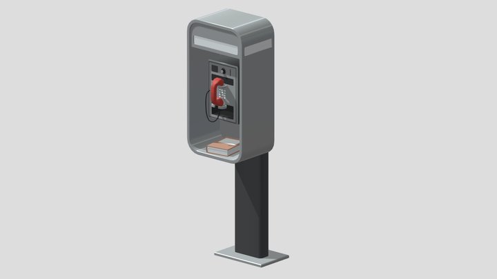 Payphone (Street phone), (low/mid-poly) 3D Model