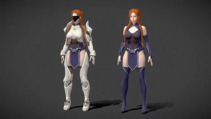 Scifi Girl with body suit and armor Preview – Modelo 3D gratuito STL