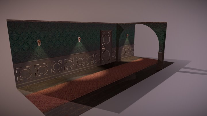 Old Mansion Hallway Environment 3D Model