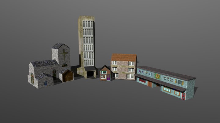 lowpoly buildings 3D Model